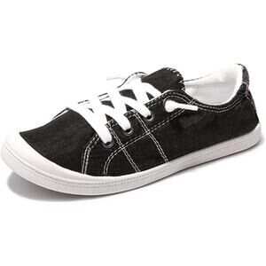 Beneker Womens Size 10 Black Canvas Lace Up Slip On Low Top Casual Sneaker Shoes